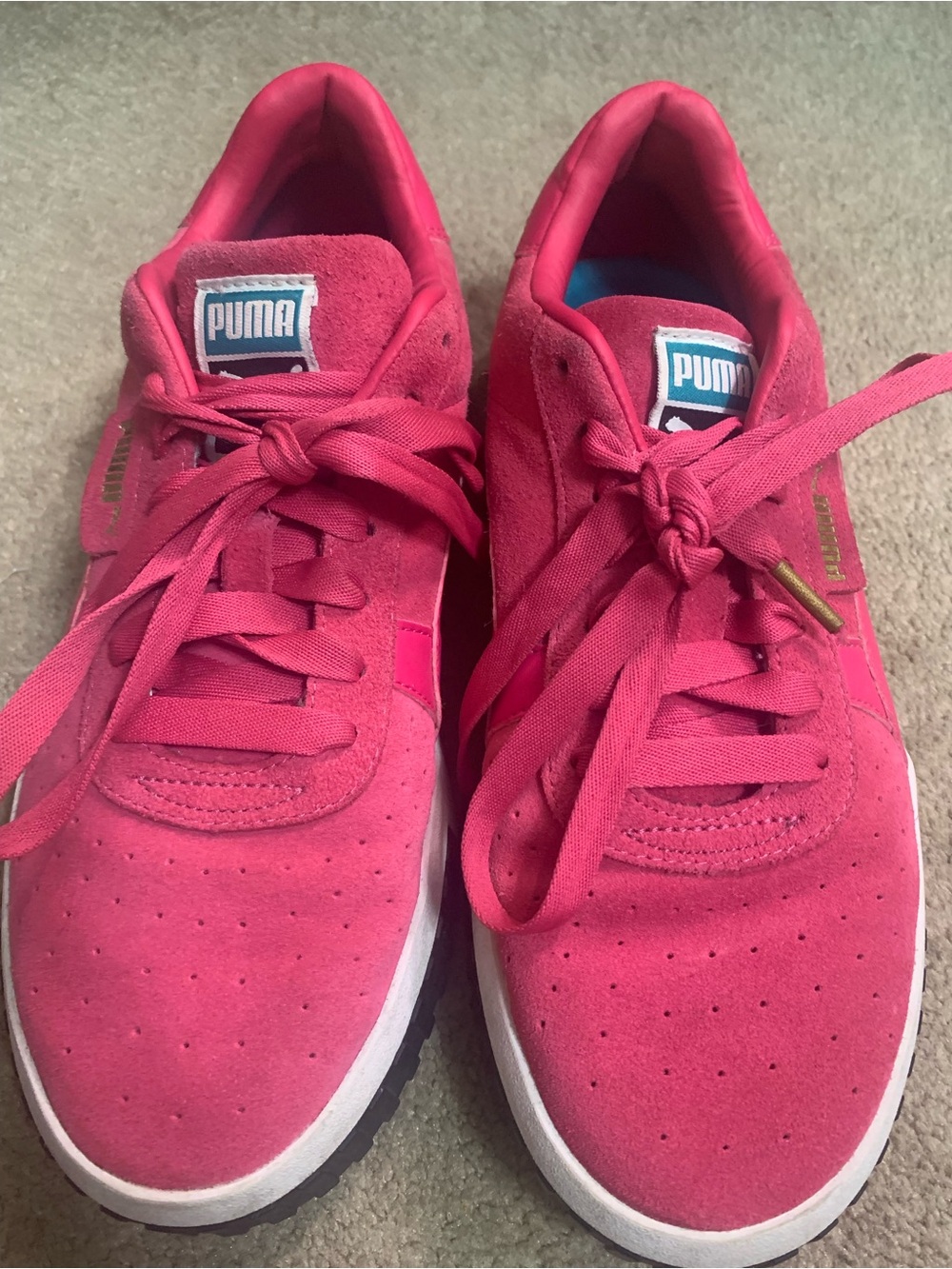 Puma Women's Hot Pink Suede Lace-Up Sneakers